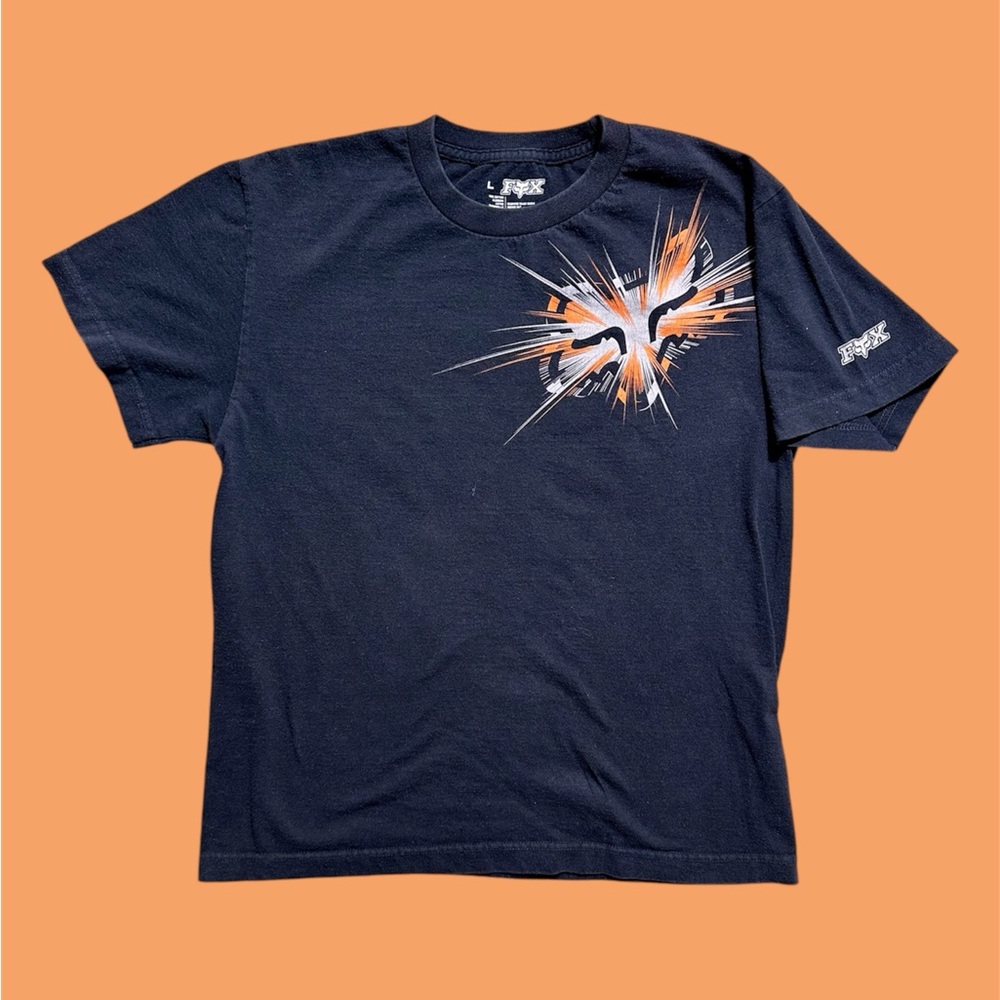 Fox Racing T-Shirt Adult S/M Youth L Black Orange Graphic Logo Y2K Bike Moto Car